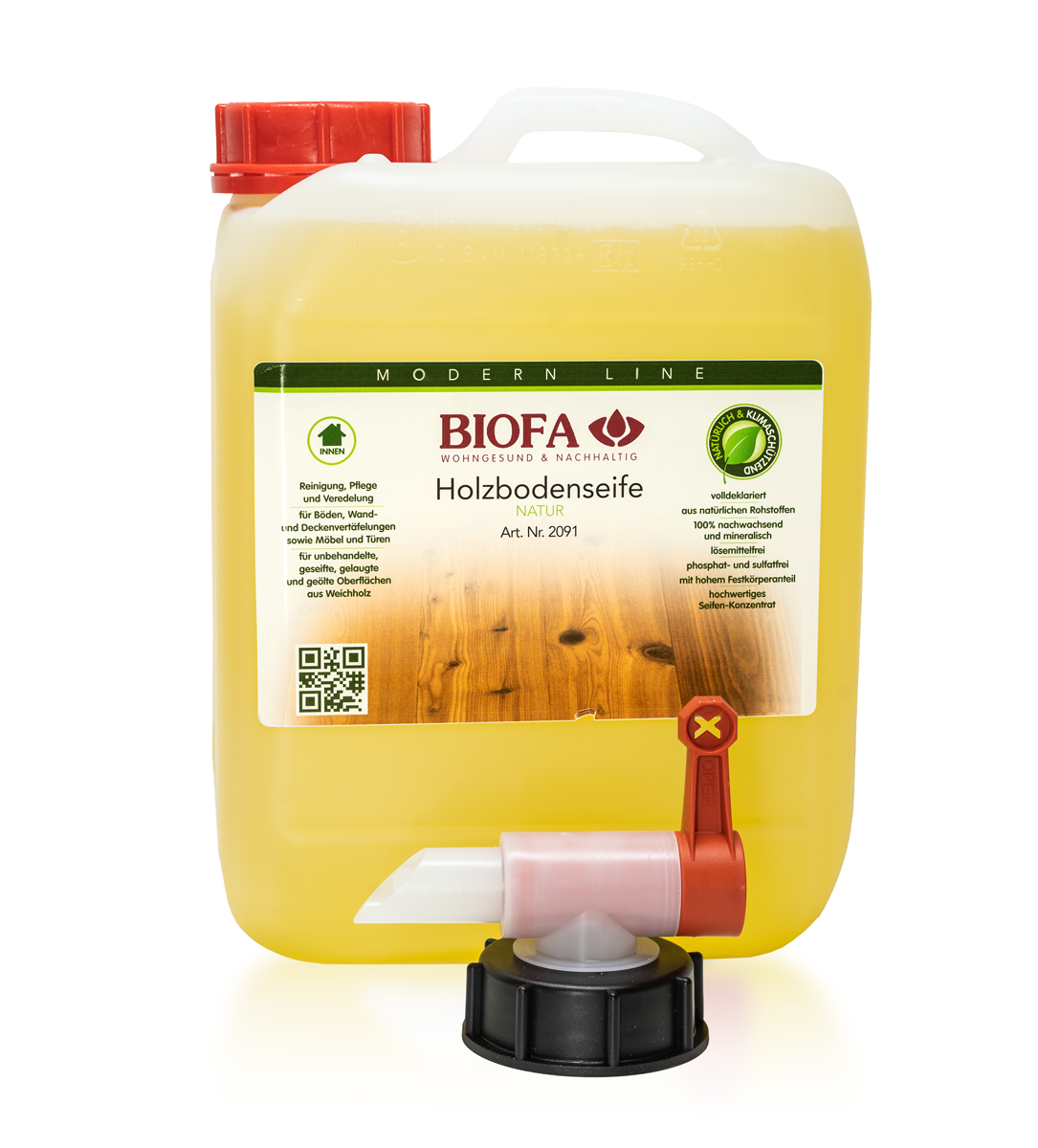 BIOFA Holzbodenseife natur 5,0 L mit Auslaufhahn